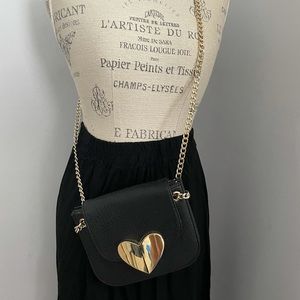 Black and gold heart crossbody